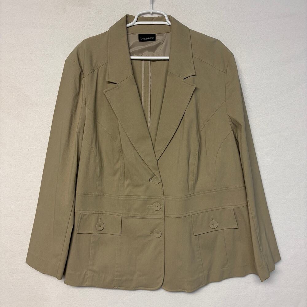 Lane Bryant Blazer Jacket Womens 24 Tan Career Business Casual Stretchy Trench